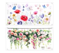 2 Lots d'Autocollants Fenêtres Vitrail Floral, Papillons et Bouquets de Fleurs Films en PVC pour Vitres Autocollants Fenêtres Plantes Nature pour la Décoration des Murs de la Cuisine Vitres