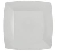 Santex mariage Lot de 10 Assiettes Carrées carton compostables 23x23cm, Blanc