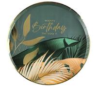 2 Lots de 10 Assiettes rondes en carton anniversaire Jungle tropicale: Happy Birthday 22.5cm REF/8532