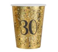 2 Lots de 10 Gobelets cartons ""30ans"" en doré or 27cl REF/6788 Pour fête anniversaire.