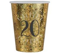 SANTEX 6788-20, Sachet de 10 Gobelets Âge étincelant métal, 20 Ans