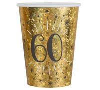 Santex – Gobelets en carton Anniversaire 60 ans – Noir et doré – 27 cl – 2 lots de 10