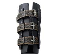 2 lots de bracelets en cuir style gothique médiéval unisexe pour les cosplayers et l'histoire Style rétro Protection du poignet, Noir , D