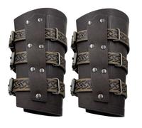 2 lots de bracelets en cuir style gothique médiéval unisexe pour les cosplayers et l'histoire Style rétro Protection du poignet, marron, B