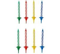 2 Lots de chacun 24 bougies d'anniversaire et 12 bobèches Fackelmann Rio Party ref 9986950 Coloré G