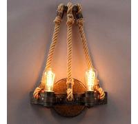 2 lumières American Village Chanvre Corde Fer Mur Lampe de Nuit lumière Applique Murale Lanterne Lampes murales pour Salon E27 rétro Couloir Salle à Manger Chambre Lampe de Chevet fabriquée en Chine