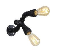 2 lumières rétro Vintage Industriel Edison Style Conduite d'eau Applique Murale en Fer Applique E27 luminaire luminaire raccord 110 V-240 V Chambre café Restaurant Porche allée Bar Balcon décor
