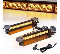 2 lumières stroboscopiques clignotantes 24 LED de 34.8 cm - Lumière d'avertissement d'urgence 2 en 1 12 modes clignotants, ventouses réglables améliorées, barre lumineuse de récupération