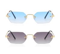 2 Lunettes De Soleil, Lunettes De Soleil Sans Monture, Lunettes De Soleil Mode, Lunettes De Soleil Rectangulaires, Lunettes De Soleil Simples, Accessoires Vestimentaires, Équipement De Plein Air