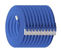 2 m - bleu - lot de 10 câbles réseau plats Cat7 câble brut Cat 7 câble ruban Gigabit Lan (10 Gbit/s) câble d'installation câble patch plat mince fiche Rj 45 Cat6a