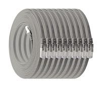 2 m - gris - lot de 10 câbles réseau plats Cat7 câble brut Cat 7 câble ruban Gigabit Lan (10Gbit/s) câble d'installation câble patch plat mince fiche Rj 45 Cat6a