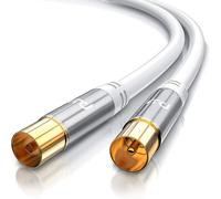 2 m HDTV Coaxial Antenna Cable Male TV Antenna Cable Female IEC Coaxial Aerial Plugs Full HD 4K UHD Shielding 135dB 75 Ohm TNT DVB-T DVB-T2 DVB-C DVB-S DVB-S2 FM Radio Dab White