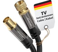 2 m HDTV SAT/TV cable (75 ohms, F connector > coaxial connector, coaxial cable, TV, HDTV, radio, DVB-T2, DVB-C, DVB-S)