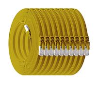 2 m - jaune - lot de 10 câbles réseau plats Cat7 câble brut Cat 7 câble ruban Gigabit Lan (10 Gbit/s) câble d'installation câble patch plat mince fiche Rj 45 Cat6a