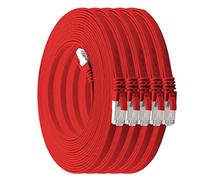 2 m - rouge - lot de 5 câbles réseau plats Cat7 câble brut Cat 7 câble ruban Gigabit Lan (10 Gbit/s) câble d'installation câble patch plat mince fiche Rj 45 Cat6a