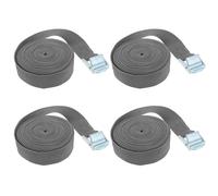 2 m x 25 mm Sangles d'Arrimage, 4Pcs Réglables Sangle à Cliquet avec Boucle en Alliage de Zinc pour Bagages, Camionnettes, Camions, Moto (Gris)