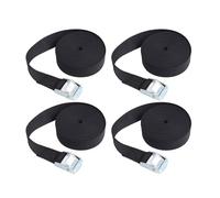 2 m x 25 mm Sangles d'Arrimage, 4Pcs Réglables Sangle à Cliquet avec Boucle en Alliage de Zinc pour Bagages, Camionnettes, Camions, Moto (Noir)