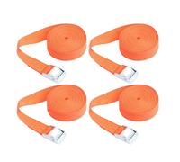 2 m x 25 mm Sangles d'Arrimage, 4Pcs Réglables Sangle à Cliquet avec Boucle en Alliage de Zinc pour Bagages, Camionnettes, Camions, Moto (Orange)