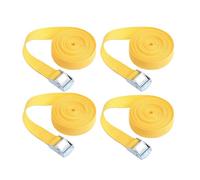 2 m x 25 mm Sangles d'Arrimage, 4Pcs Réglables Sangle à Cliquet avec Boucle en Alliage de Zinc pour Bagages, Camionnettes, Camions, Moto (Jaune)