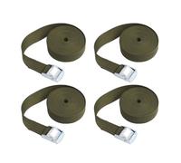 2 m x 25 mm Sangles d'Arrimage, 4Pcs Réglables Sangle à Cliquet avec Boucle en Alliage de Zinc pour Bagages, Camionnettes, Camions, Moto (Vert Militaire)
