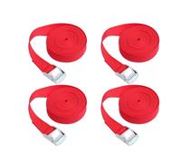 2 m x 25 mm Sangles d'Arrimage, 4Pcs Réglables Sangle à Cliquet avec Boucle en Alliage de Zinc pour Bagages, Camionnettes, Camions, Moto (Rouge)