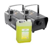 2 Machines à fumée + Liquide à Fumée 5L - Puissance 400 Watt, Très bon Débit - Temps de chauffe rapide - Réservoir 0,3 Litres - Facile à transporter, idéale pour DJ
