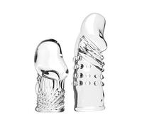 2 Manchon pénis en silicone - gaine extensible anneau pénien (cockring) pour retard de l’éjaculation, manchon réaliste allonge pénienne, stimulation renforcée pour homme