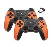 2 manettes sans fil 2,4 GHz, compatibles avec les manettes PC doubles, liaison sans fil, orange, 2 pcs