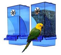 2 Mangeoire Automatique pour Oiseaux, Distributeur Automatique De Nourriture pour Oiseaux, Mangeoire en Acrylique, Acrylique Transparent Bird Feede pour Perroquet, Perruche, Canari, Calopsitte(Bleu)