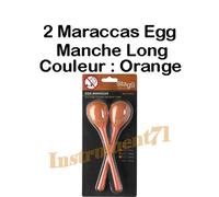 2 Maracas Egg Manche Long Couleur Orange Qualite Plastique Poids 40 Grammes