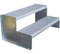 2 marches Escalier fixe modèle 2 indépendant galvanisé Escalier acier Hauteur de marche 18 cm Largeur 110 cm Hauteur 36 cm sans garde-corps