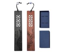 2 marque-pages en bois, 1 boîte cadeau bleu marine, marque-page en bois avec glands, emballage cadeau, cadeau parfait, adapté pour les amis et les enfants