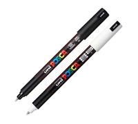 2 marqueurs Posca PC-1MR | Noir et Blanc | pointe extra-fine calibrée