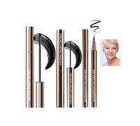 2 Mascaras & 1 Eyeliner Pour Les Femmes De Plus De 60 Ans Avec Des Cils Plus Minces, Mascara Longue Durée Allongeant Et Volumineux,Eyeliner pen Imperméable pour Cadeaux de Noël et de Thanksgiving-Noir