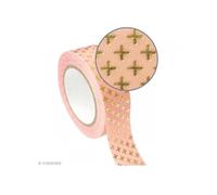 2 masking tapes 1,5 cm x 10 m - fond rose et croix dorée