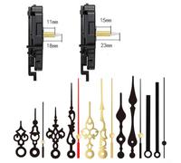 2 mécanismes pendule pour horloges murales avec 6 ensembles d'aiguilles d'horloge et crochets en métal pour réparation d'horloges artisanales (18 + 23 mm)