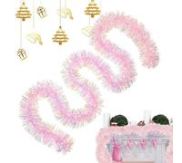 2 Meter lange Weihnachts-Lametta-Girlande - Glitzerfolien-Weihnachtsdeko, 2-teiliges Banner für Partys, Hochzeiten, Geburtstage, Wände, Kamine, Terrassen, Veranden, Halloween | Festliche Saisondekorat