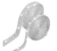 2 Mètres de Ruban Argenté Strass a Coller, Strass Autocollant, Pierres Précieuses en Argent Autocollantes, Décorations Clinquantes pour la Chambre à Coucher DIY Arts Crafts