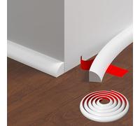 2 Mètres Moulure Murale Auto-adhésives Flexible, Garniture de Moulure Joint Plafond Mur Quart de Rond PVC, Plinthe Souple Autoadhésive pour Tile Edging, Bords de Carrelage, Murs, Sols (Blanc)