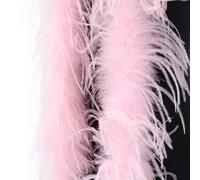 2 mètres/plumes d'autruche roses naturelles colorées 1 pli pour bricolage châle/écharpes jupe robe de mariée moelleuse artisanat décoratif-rose clair, 1 pli