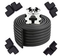 2 mètres W-Forme Bord protecteur et 8 coin mousse protectrice et porte Set Stopper - Babyproofing Votre maison, Premium Protector Pour protéger les enfants, Noir