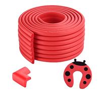 2 mètres W-Forme Bord protecteur et 8 coin mousse protectrice et porte Stopper Set - Babyproofing Votre maison, Premium Protector Pour protéger les enfants, rouge