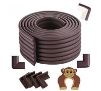 2 mètres W-Forme Bord protecteur et 8 coin mousse protectrice et porte Stopper Set - Babyproofing Votre maison, Premium Protector Pour protéger les enfants, Brown