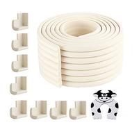 2 mètres W-Forme Bord protecteur et 8 coin mousse protectrice et porte Stopper Set - Babyproofing Votre maison, Premium Protector Pour protéger les enfants, blanc crème