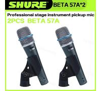 2 microphones SHURE BETA 57A filaires dynamiques pour la maison, l'amplification, l'enregistrement en studio, le karaoké, la scène, les performances live 2PCS 57A