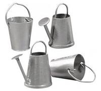2 mini arrosoirs et seaux en métal 2 cm Gris