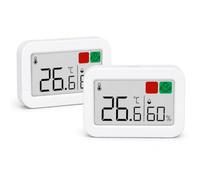 2 Mini Hygromètres Thermomètres d'intérieur, Réglable en °C/°F | Écran LCD digital, indicateur de confort smiley, lecture précise pour chambre, chambre bébé, bureau et serre