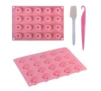 2 Mini Moules à Gâteaux Ronds en Silicone (40 Pièces), Moule Bonbon, Comprend Une Spatule de Cuisson en Silicone et Une Tige de Démoulage en Plastique