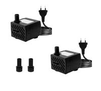 2 mini pompe submersible 180 l/h 3 W ultra silencieuse pour aquarium avec câble d'alimentation de 1,3 m avec 2 buses pour aquarium, étang, prise européenne