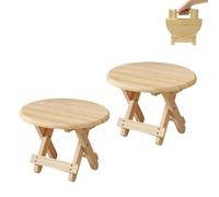 2 Mini Tabouret Pliant En Bois Rond. Mini Banc de Voyage, Marchepied pour Enfant, Repose-Pieds Portable pour la Maison, la Salle de Bain, la Cuisine, le Jardin, le Bureau, les Voyages. Supporte 90 kg.